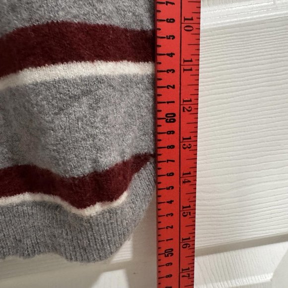 Madewell Maroon Grey Stripe Alpaca Wool Blend Pullover Sweater Womens Small - Picture 8 of 8